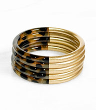 Charger l'image dans la galerie, Jonc en corne feuille d’or et léopard