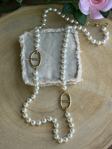 Sautoir perles maille marine