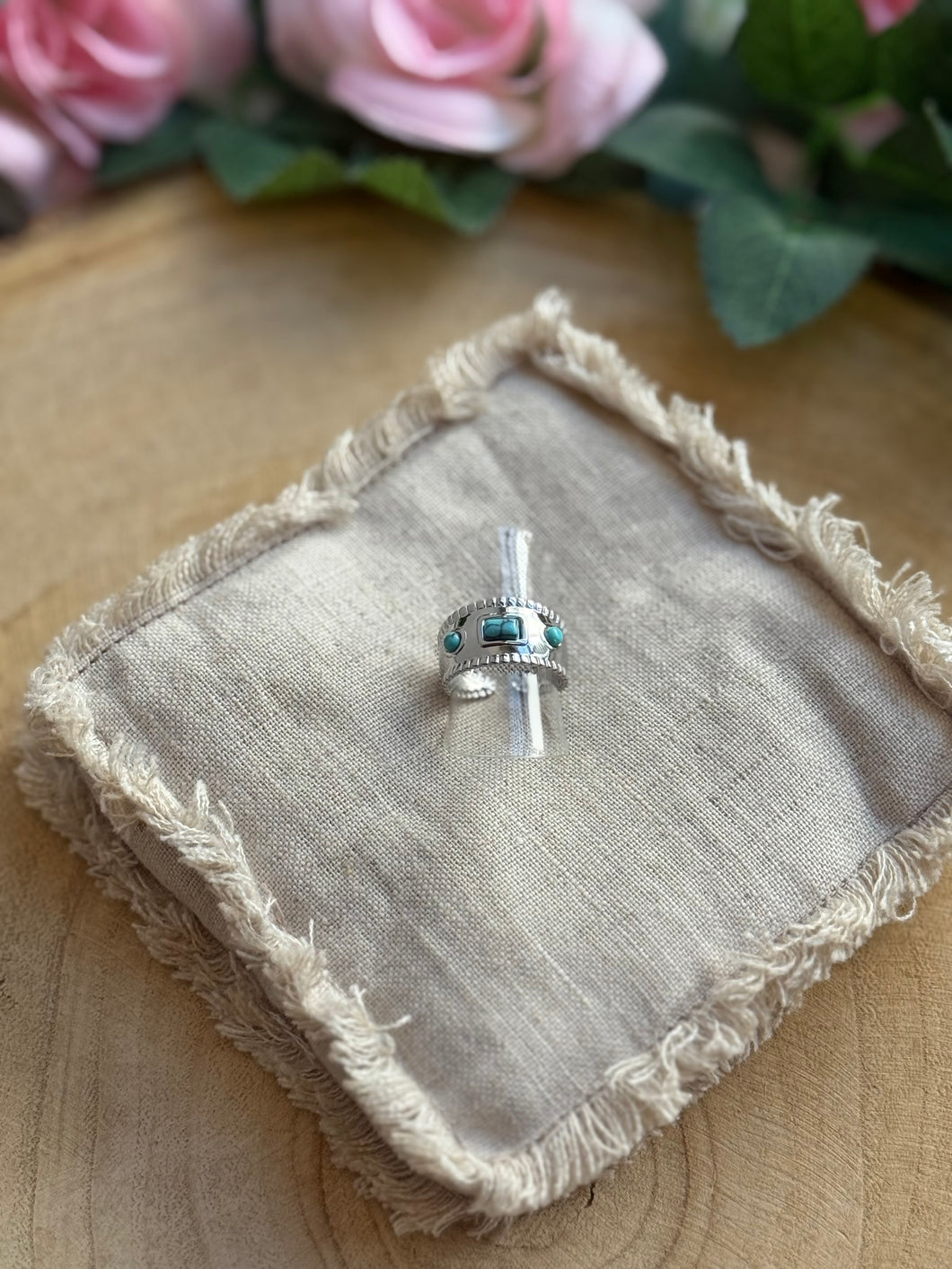 Bague argentée turquoise