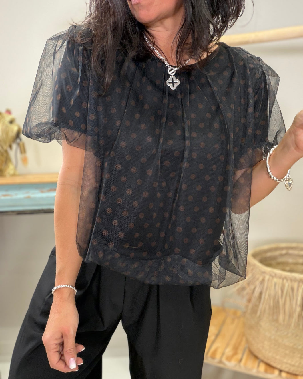 Haut tulle à pois 7909