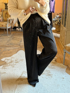 Pantalon satiné strass