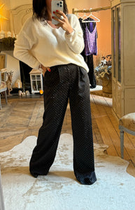 Pantalon satiné strass