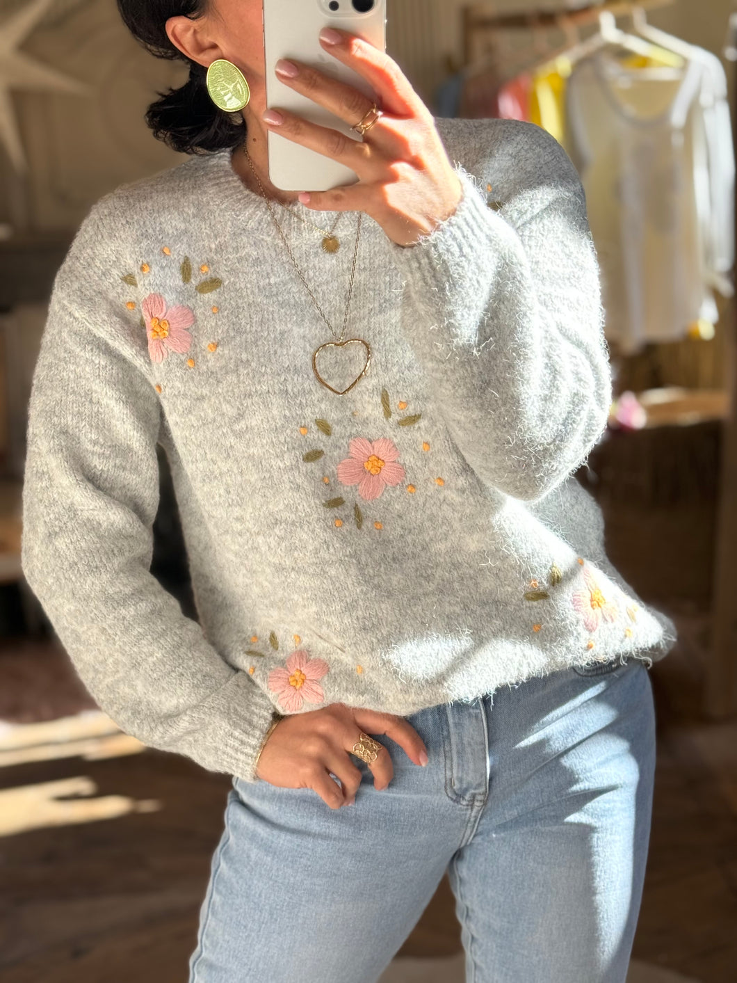 Pull fleur 8758