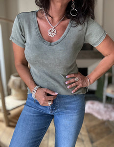 Tee-shirt côtelé basic 13679