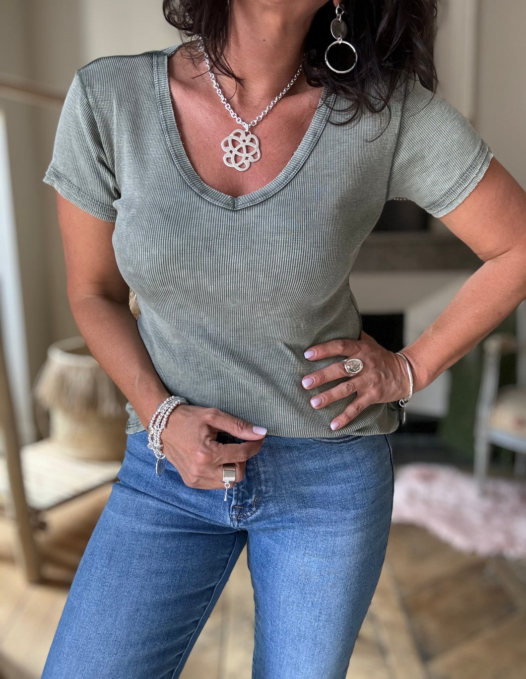 Tee-shirt côtelé basic 13679