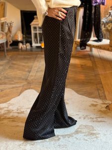 Pantalon satiné strass